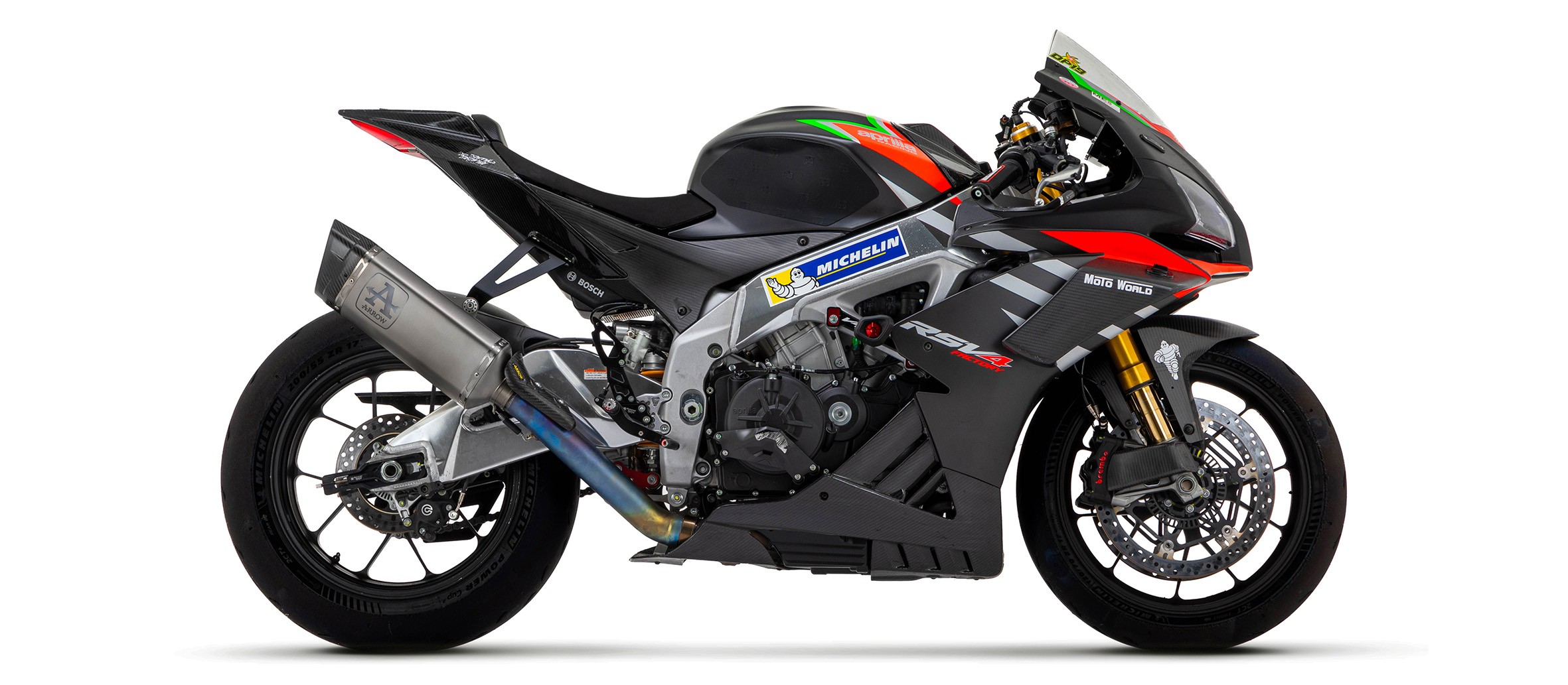 Arrow Pista Titanium Silencer w/ Stainless Link Pipe - 2021 / 2022 Aprilia  RSV4 Factory 1100